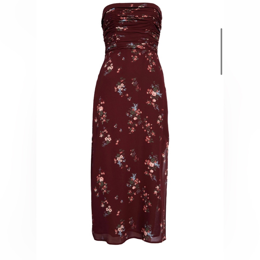 Reformation Lore Floral Strapless Dress